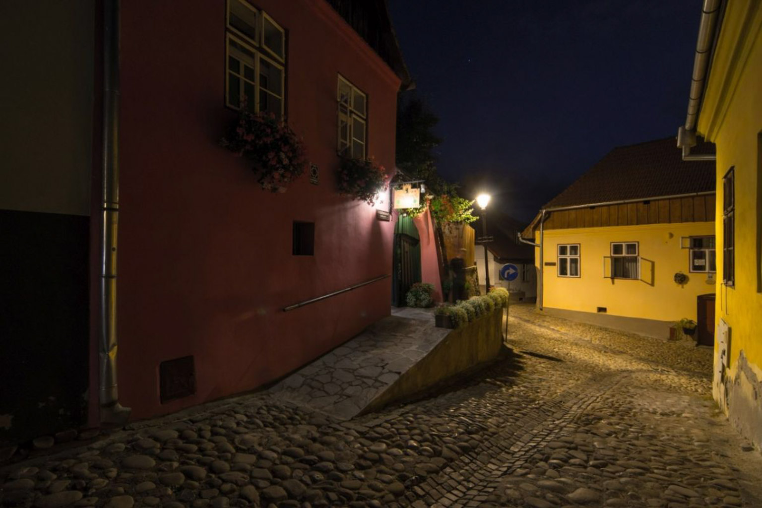 Sighișoara Pensiunea Cristina și Pavel (Casa Leonhardt) noaptea